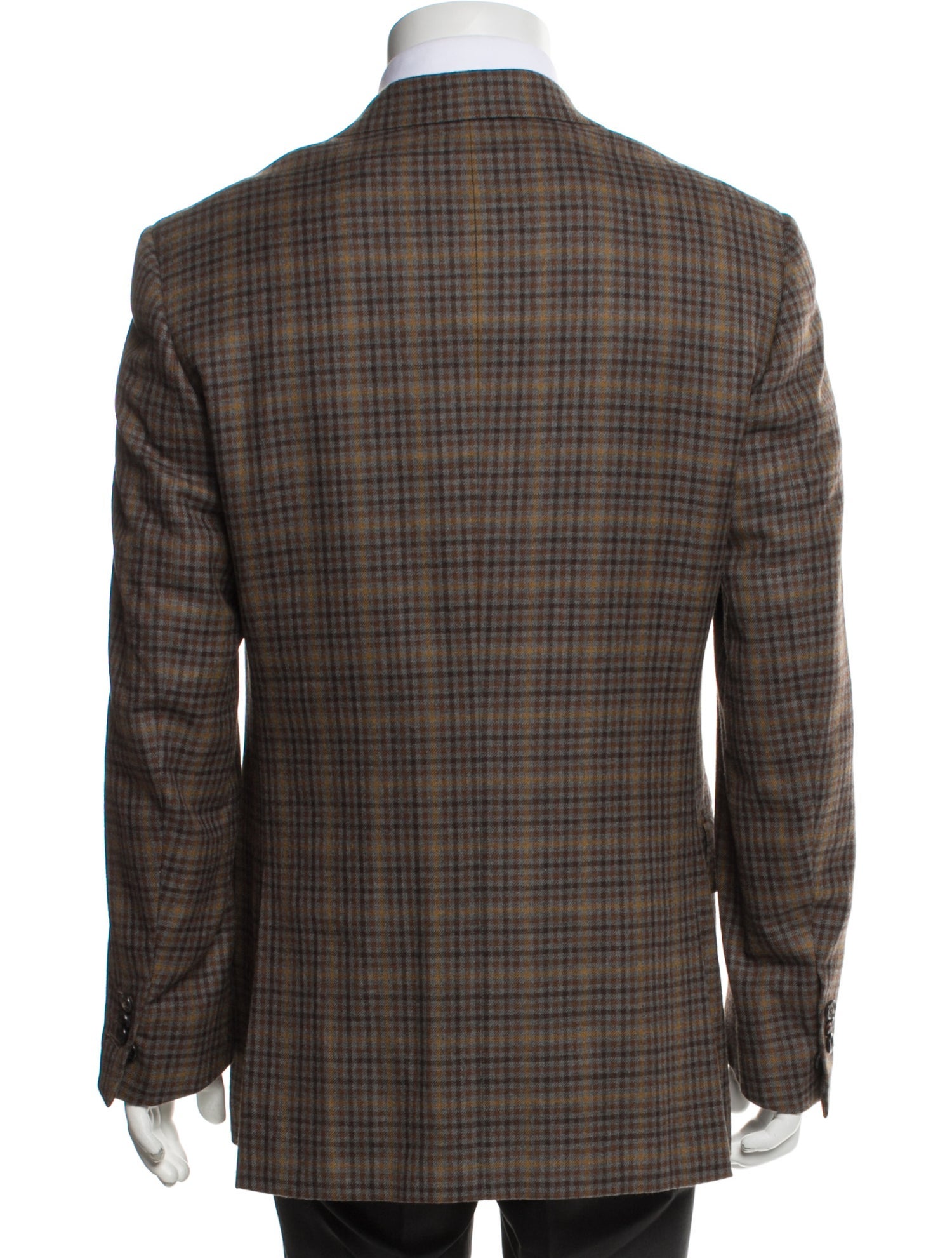 Isaia Wool Plaid Print Sport Coat
